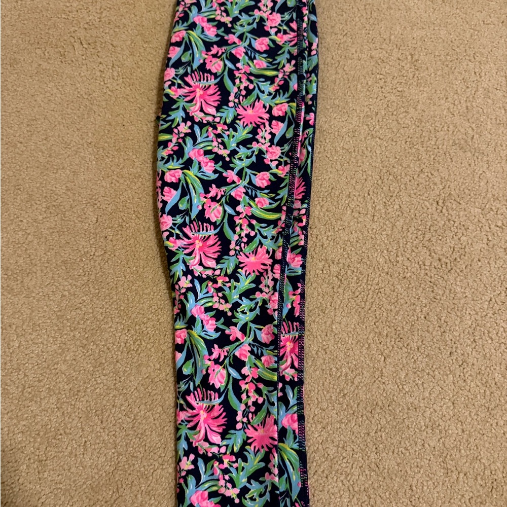 Lilly Pulitzer Floral Kids Leggings - Pink and Green